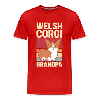 Welsh Corgi Grandpa | Dog Dog Owner Gift - Men's Premium Organic T-Shirt - red - Front - Damien (186cm)