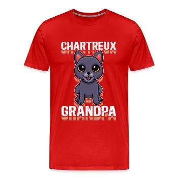 Chartreux Grandpa Carthusian Cat Gift - Men's Premium Organic T-Shirt - red - Front - Damien (186cm)