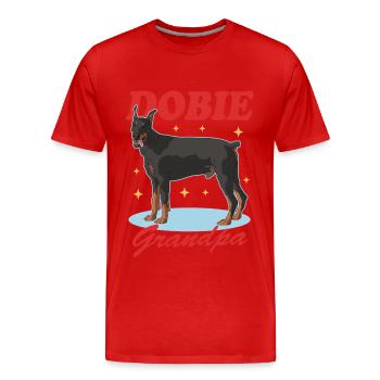 Doberman Dobie Grand-père Chien Propriétaire Cadeau - T-shirt bio Premium Homme - rouge - Devant - Damien (186cm)