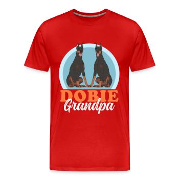 Doberman Dog Owner Dobie Grandpa Gift - Men's Premium Organic T-Shirt - red - Front - Damien (186cm)
