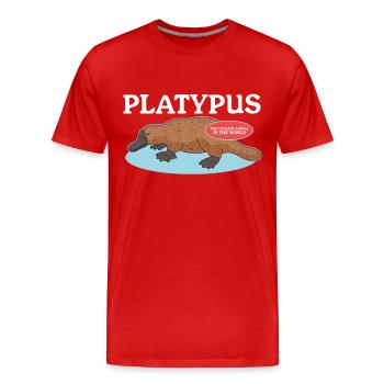 Schnabeltier Platypus Schnabeltiere Geschenk - Männer Premium Bio T-Shirt - Rot - Vorne - Damien (186cm)