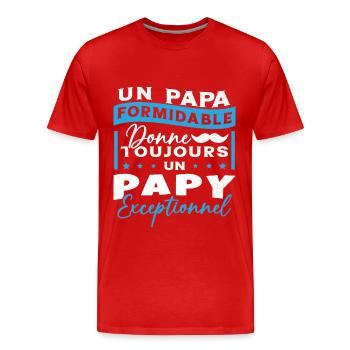 Papa Formidable Donne Toujours Papy Exceptionnel - T-shirt bio Premium Homme - rouge - Devant - Damien (186cm)