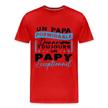 Papa Formidable Donne Toujours Papy Exceptionnel - T-shirt bio Premium Homme - rouge - Devant - Damien (186cm)