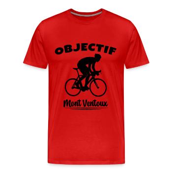 Objectif Mont Ventoux Cycliste Vélo - T-shirt bio Premium Homme - rouge - Devant - Damien (186cm)