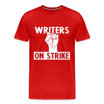 Humor-Geschenk für Schriftstellerstreiks - Männer Premium Bio T-Shirt - Rot - Vorne - Damien (186cm)