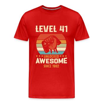 Level 41 komplettes Geburtstagsgeschenk von 1982 - Männer Premium Bio T-Shirt - Rot - Vorne - Damien (186cm)