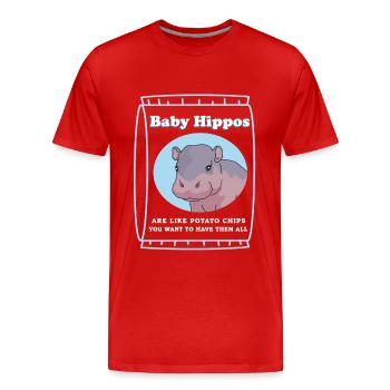Hippo Baby Hippo Hippo Gift - Men's Premium Organic T-Shirt - red - Front - Damien (186cm)