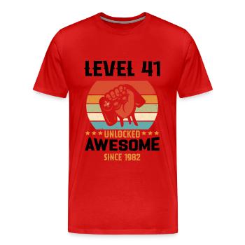 Level 41 komplettes Geburtstagsgeschenk von 1982 - Männer Premium Bio T-Shirt - Rot - Vorne - Damien (186cm)