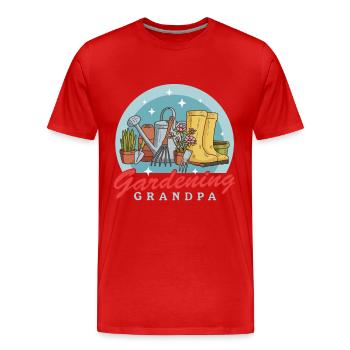 Jardin, jardinier amateur, jardinage, grand-père, cadeau - T-shirt bio Premium Homme - rouge - Devant - Damien (186cm)