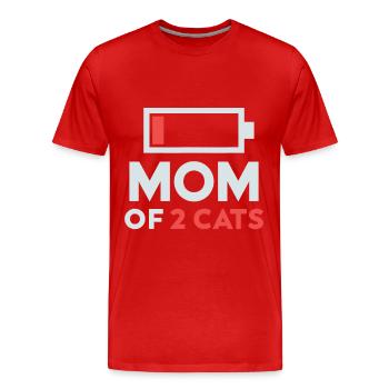 mutter von 2 katzen humor batterie niedrig geschenk - Männer Premium Bio T-Shirt - Rot - Vorne - Damien (186cm)