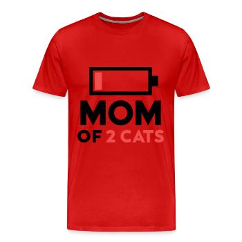 mutter von 2 katzen humor batterie niedrig geschenk - Männer Premium Bio T-Shirt - Rot - Vorne - Damien (186cm)