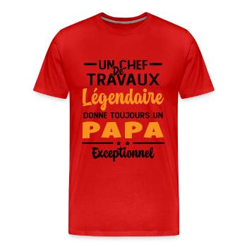 Chef de travaux légendaire drôle papa exceptionnel - T-shirt bio Premium Homme - rouge - Devant - Damien (186cm)