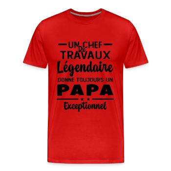 Chef de travaux légendaire drôle papa exceptionnel - T-shirt bio Premium Homme - rouge - Devant - Damien (186cm)