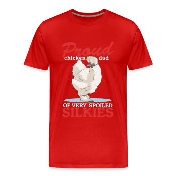 Silk Chicken Dad Chicken Silk Chickens Silkie Gift - T-shirt bio Premium Homme - rouge - Devant - Damien (186cm)