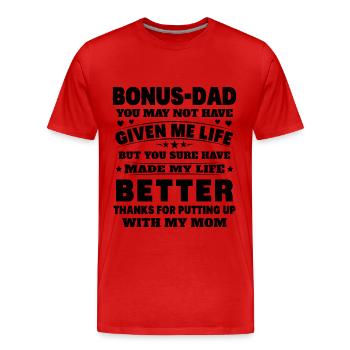 Der hübsche Papa verlässt die Tochter des Sohnes und der Frau - Männer Premium Bio T-Shirt - Rot - Vorne - Damien (186cm)
