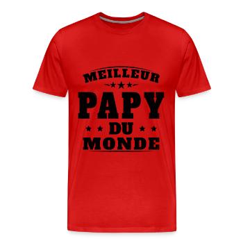 Meilleur Papy du Monde Humour Cadeau Nouveau Papy - T-shirt bio Premium Homme - rouge - Devant - Damien (186cm)