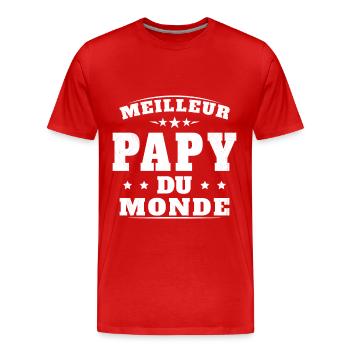 Meilleur Papy du Monde Humour Cadeau Nouveau Papy - T-shirt bio Premium Homme - rouge - Devant - Damien (186cm)