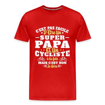 Super Papa Humour Cycliste Vélo Drole Cyclisme - T-shirt bio Premium Homme - rouge - Devant - Damien (186cm)
