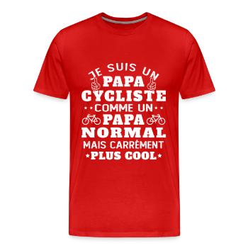 Papa Cycliste Cadeau Vélo Humor Fête des Pères - T-shirt bio Premium Homme - rouge - Devant - Damien (186cm)