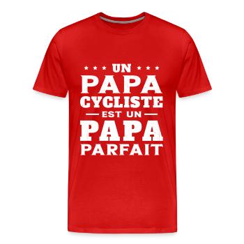 Papa Cycliste Humour Vélo Homme Humoristique - T-shirt bio Premium Homme - rouge - Devant - Damien (186cm)