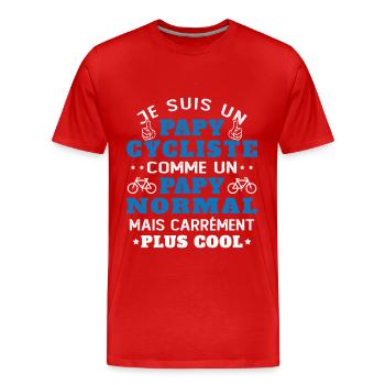 Papa Cycliste Cadeau Vélo Humor Fête des Pères - T-shirt bio Premium Homme - rouge - Devant - Damien (186cm)