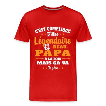 Légendaire et Beau Papa Cadeau Papa de l'année - T-shirt bio Premium Homme - rouge - Devant - Damien (186cm)