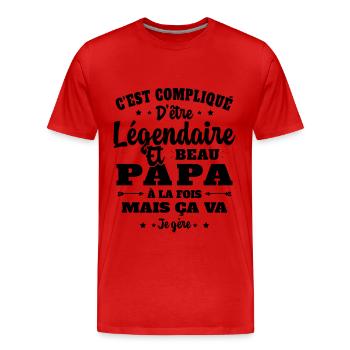 Légendaire et Beau Papa Cadeau Papa de l'année - T-shirt bio Premium Homme - rouge - Devant - Damien (186cm)