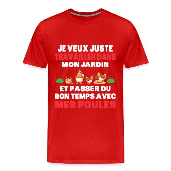 Passer Du Temps Avec Mes Poules Fermier Cadeau - T-shirt bio Premium Homme - rouge - Devant - Damien (186cm)