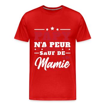 Homme Papi Papy Grand-père N'a Peur De Rien - T-shirt bio Premium Homme - rouge - Devant - Damien (186cm)