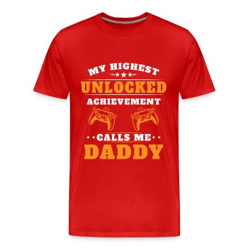 Ma plus haute réussite débloquée m'appelle papy - T-shirt bio Premium Homme - rouge - Devant - Damien (186cm)