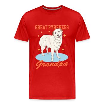 Chien de montagne des Pyrénées Grand-père Chien Propriétaire Cadeau - T-shirt bio Premium Homme - rouge - Devant - Damien (186cm)