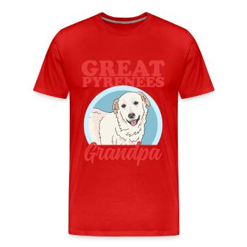 Grand-père de chien de montagne des Pyrénées | Cadeau du propriétaire de chien - T-shirt bio Premium Homme - rouge - Devant - Damien (186cm)