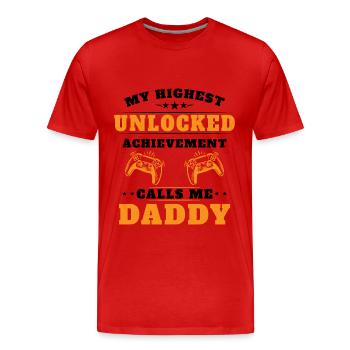 Ma plus haute réussite débloquée m'appelle papy - T-shirt bio Premium Homme - rouge - Devant - Damien (186cm)