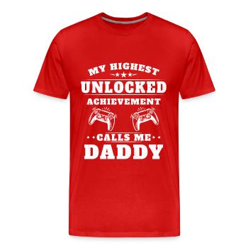 Ma plus haute réussite débloquée m'appelle papy - T-shirt bio Premium Homme - rouge - Devant - Damien (186cm)