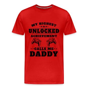 Ma plus haute réussite débloquée m'appelle papy - T-shirt bio Premium Homme - rouge - Devant - Damien (186cm)