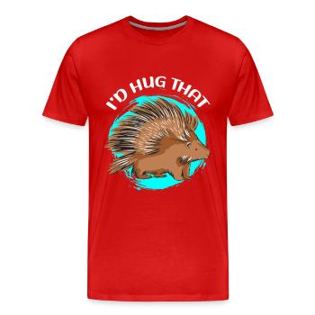 Porc-épic | Cadeau de porcs-épics - T-shirt bio Premium Homme - rouge - Devant - Damien (186cm)