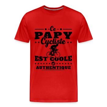 Ce papy cycliste est coole et authentique - T-shirt bio Premium Homme - rouge - Devant - Damien (186cm)