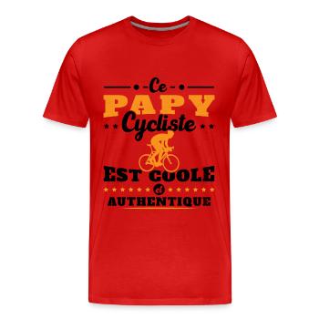 Ce papy cycliste est coole et authentique - T-shirt bio Premium Homme - rouge - Devant - Damien (186cm)