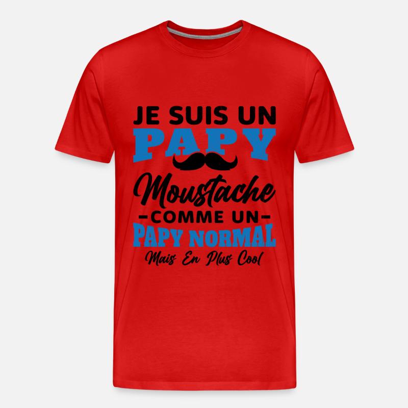 Un papy moustache comme un papy normal - T-shirt bio Premium Homme - rouge