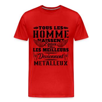 Les Meilleurs Deviennent Métalleux cadeau humour - T-shirt bio Premium Homme - rouge - Devant - Damien (186cm)