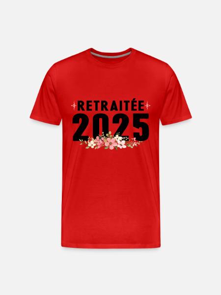 Retraitée 2025 - T-shirt bio Premium Homme - rouge