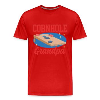 Cornhole Player Grandpa Blind Hole Bean Bag Cadeau - T-shirt bio Premium Homme - rouge - Devant - Damien (186cm)