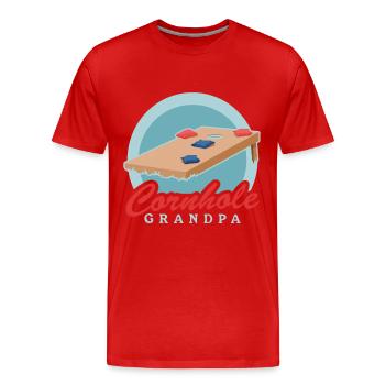 Grand-père joueur de Cornhole | Blind Hole Bean Bag Cadeau - T-shirt bio Premium Homme - rouge - Devant - Damien (186cm)