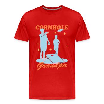 Cornhole Player Grandpa Bean Bag Blind Hole Gift - T-shirt bio Premium Homme - rouge - Devant - Damien (186cm)