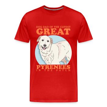 Chien de montagne pyrénéen Papa Chien Chien Propriétaire Cadeau - T-shirt bio Premium Homme - rouge - Devant - Damien (186cm)