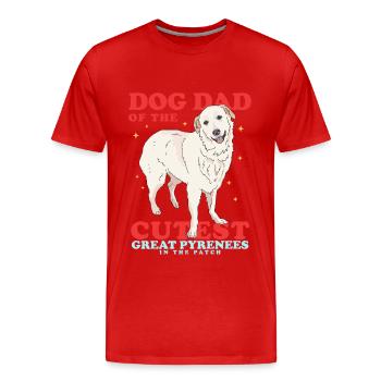 Papa chien de montagne des Pyrénées | Cadeau du propriétaire de chien - T-shirt bio Premium Homme - rouge - Devant - Damien (186cm)