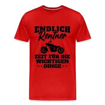Endlich rentner zeit fur die wichtigen dinge - Männer Premium Bio T-Shirt - Rot - Vorne - Damien (186cm)