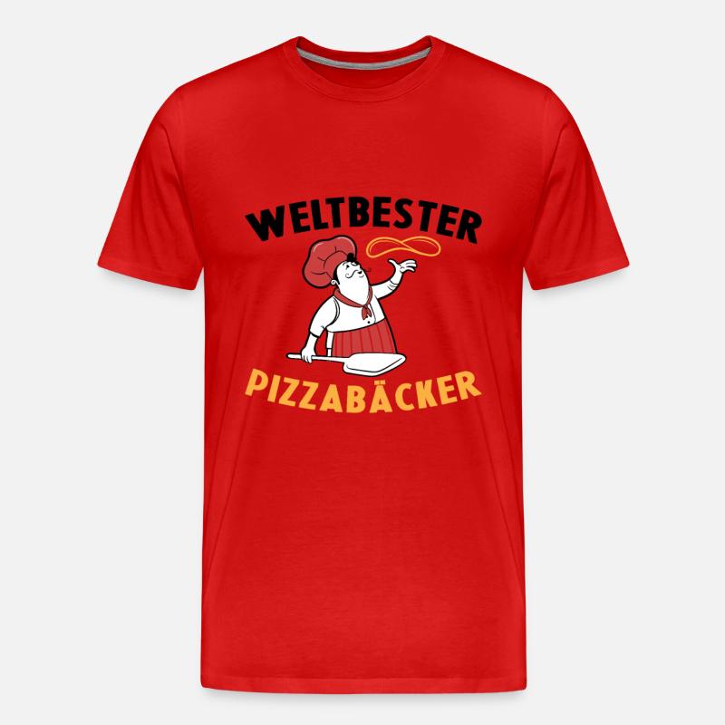 Weltbester Pizzabäcker Pizza Geschenkidee Kochen - Männer Premium Bio T-Shirt - Rot
