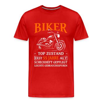 Motorradfahrer & Biker 55. Geburtstag - Männer Premium Bio T-Shirt - Rot - Vorne - Damien (186cm)