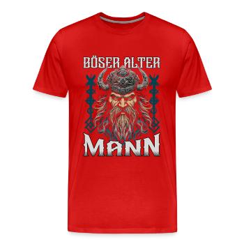 Böser alter Mann | Wikinger | Vikinger | Nordisch - Männer Premium Bio T-Shirt - Rot - Vorne - Damien (186cm)